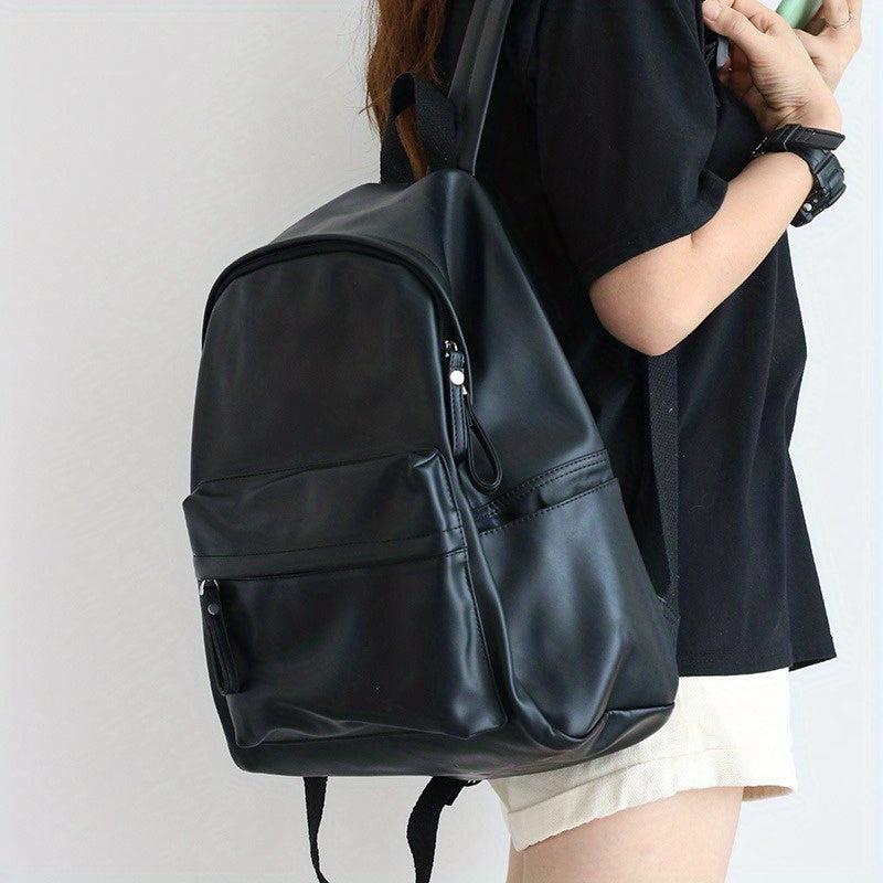 Solid Casual Backpack Zipper Multifunctional Storage Rucksack Women's Daypack