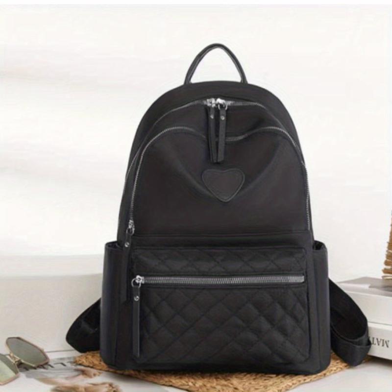 Quilted Large Capacity Backpack Nylon Durable Lightweight School Travel Bag