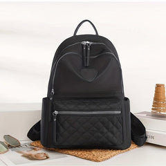 Quilted Large Capacity Backpack Nylon Durable Lightweight School Travel Bag