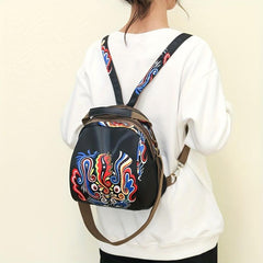 Vintage Ethnic Print Backpack Retro Nylon Small Daypack Women's Backpack