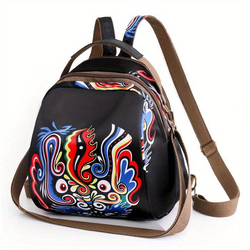 Vintage Ethnic Print Backpack Retro Nylon Small Daypack Women's Backpack