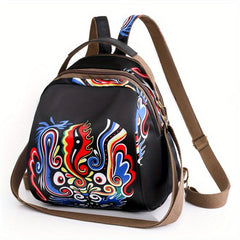 Vintage Ethnic Print Backpack Retro Nylon Small Daypack Women's Backpack