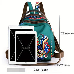 Vintage Ethnic Print Backpack Retro Nylon Small Daypack Women's Backpack