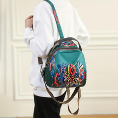 Vintage Ethnic Print Backpack Retro Nylon Small Daypack Women's Backpack