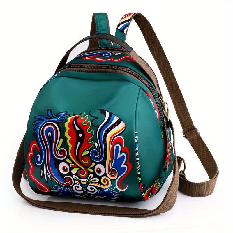 Vintage Ethnic Print Backpack Retro Nylon Small Daypack Women's Backpack