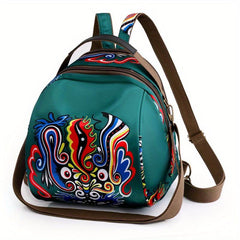 Vintage Ethnic Print Backpack Retro Nylon Small Daypack Women's Backpack
