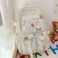 Bear Decor Cartoon Backpack Durable Lightweight School Travel Bag