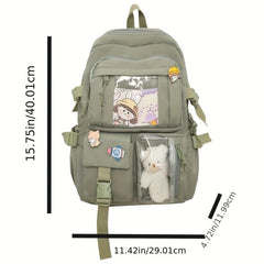 Bear Decor Cartoon Backpack Durable Lightweight School Travel Bag