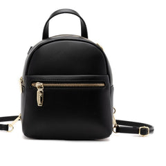 Mini Zipper Backpack Purse Solid Faux Leather Daypack For Phone