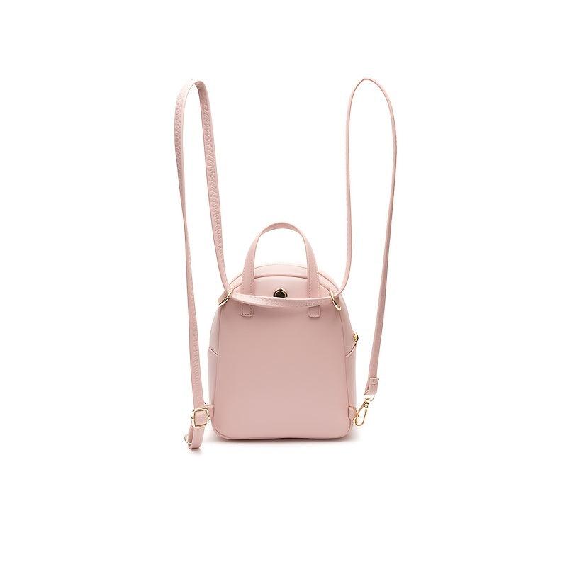 Mini Zipper Backpack Purse Solid Faux Leather Daypack For Phone