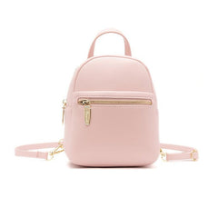 Mini Zipper Backpack Purse Solid Faux Leather Daypack For Phone