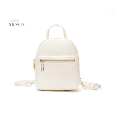 Mini Zipper Backpack Purse Solid Faux Leather Daypack For Phone
