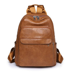 Women's Backpack PU Leather Schoolbag Small Solid Travel Daypack