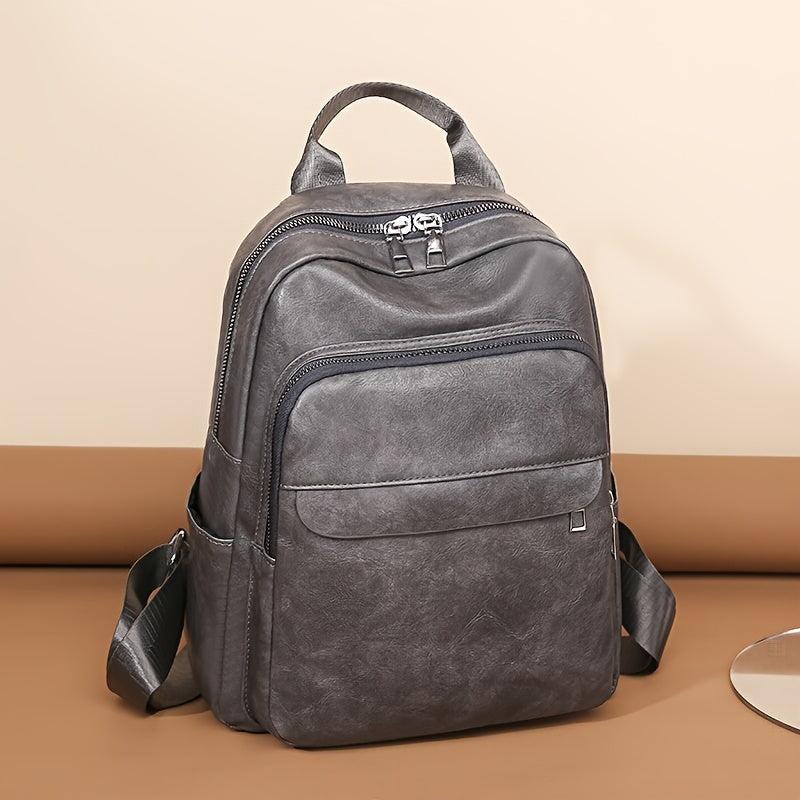 Women's Backpack PU Leather Schoolbag Small Solid Travel Daypack