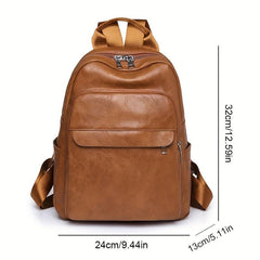 Women's Backpack PU Leather Schoolbag Small Solid Travel Daypack