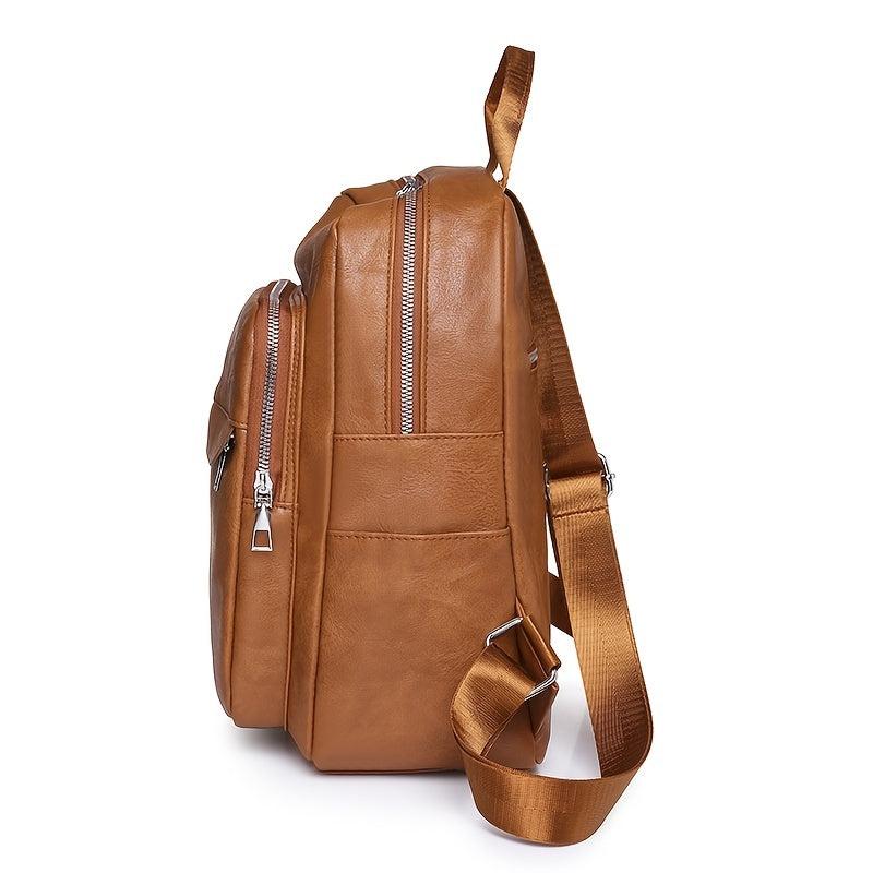 Women's Backpack PU Leather Schoolbag Small Solid Travel Daypack