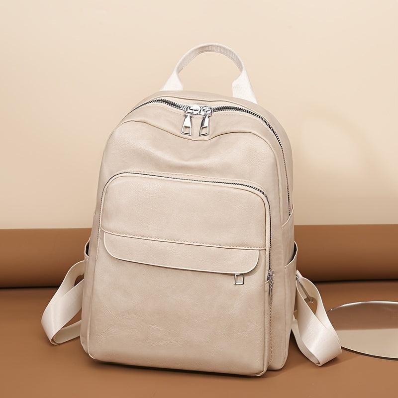 Women's Backpack PU Leather Schoolbag Small Solid Travel Daypack