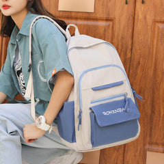 Letter Embroidery Casual Canvas Backpack Schoolbag