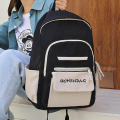 Letter Embroidery Casual Canvas Backpack Schoolbag