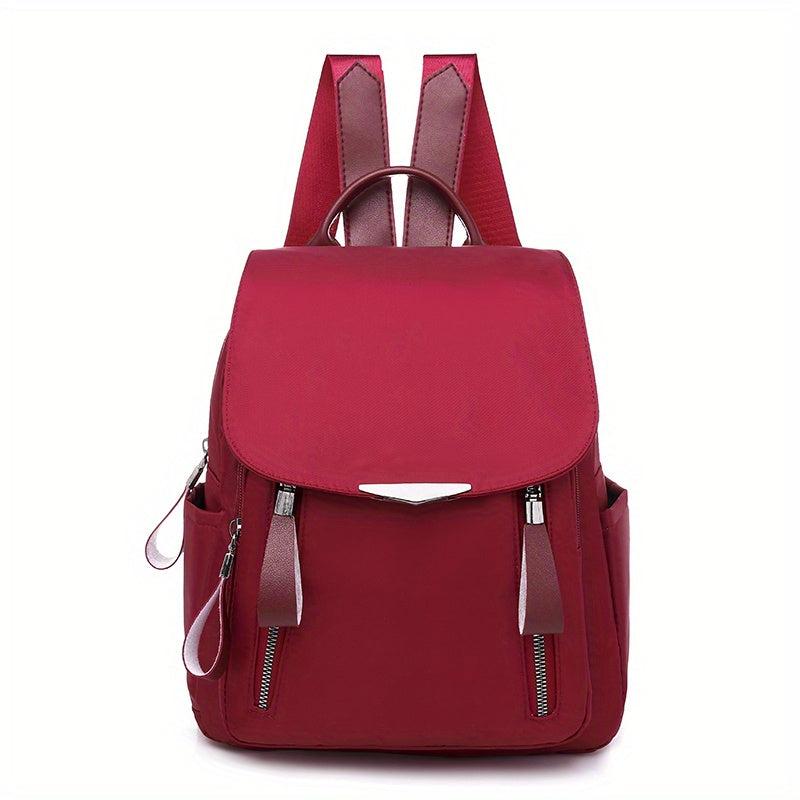 Women's Flap Backpack Solid Nylon Daypack Casual Travel School Bag