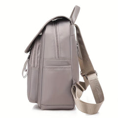 Women's Flap Backpack Solid Nylon Daypack Casual Travel School Bag