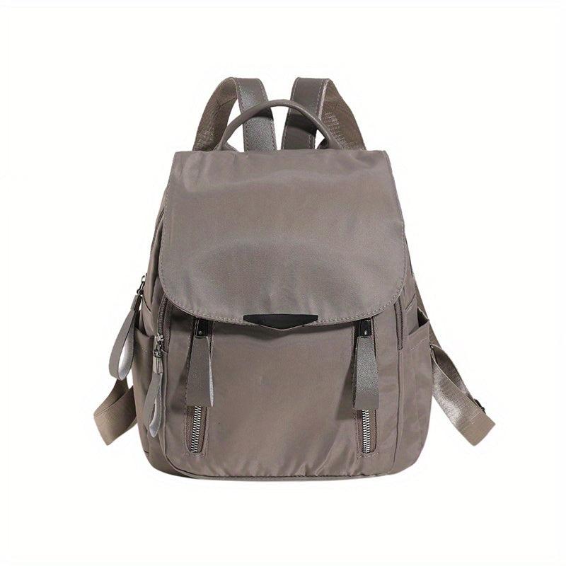 Women's Flap Backpack Solid Nylon Daypack Casual Travel School Bag