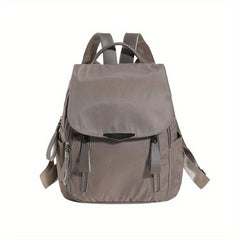 Women's Flap Backpack Solid Nylon Daypack Casual Travel School Bag