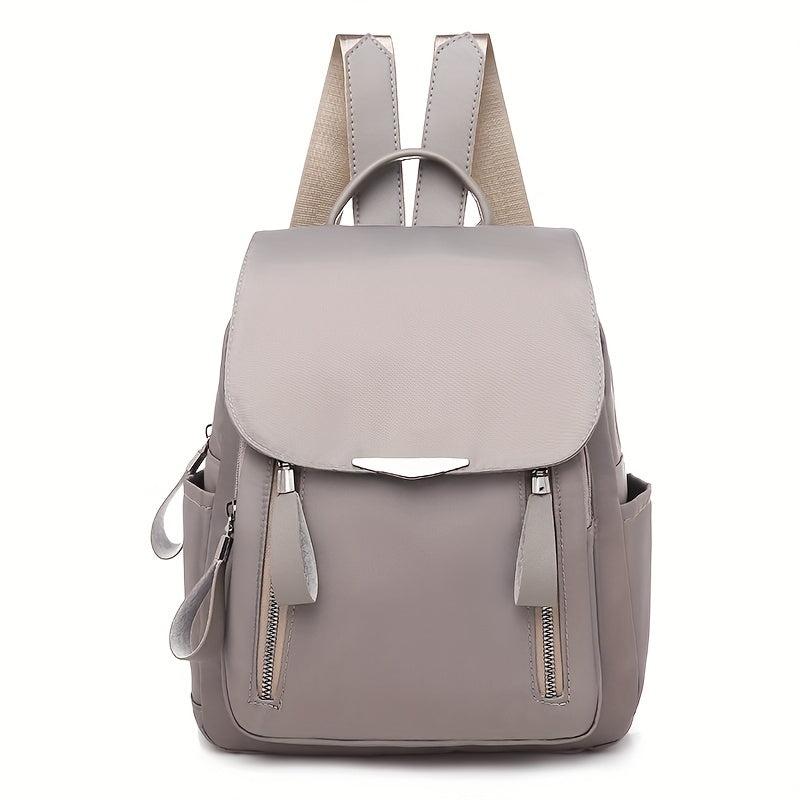 Women's Flap Backpack Solid Nylon Daypack Casual Travel School Bag