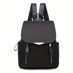 Women's Flap Backpack Solid Nylon Daypack Casual Travel School Bag