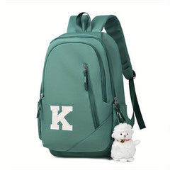 K Patch Decor Backpack Preppy Style School Bag Nylon Travel Daypack