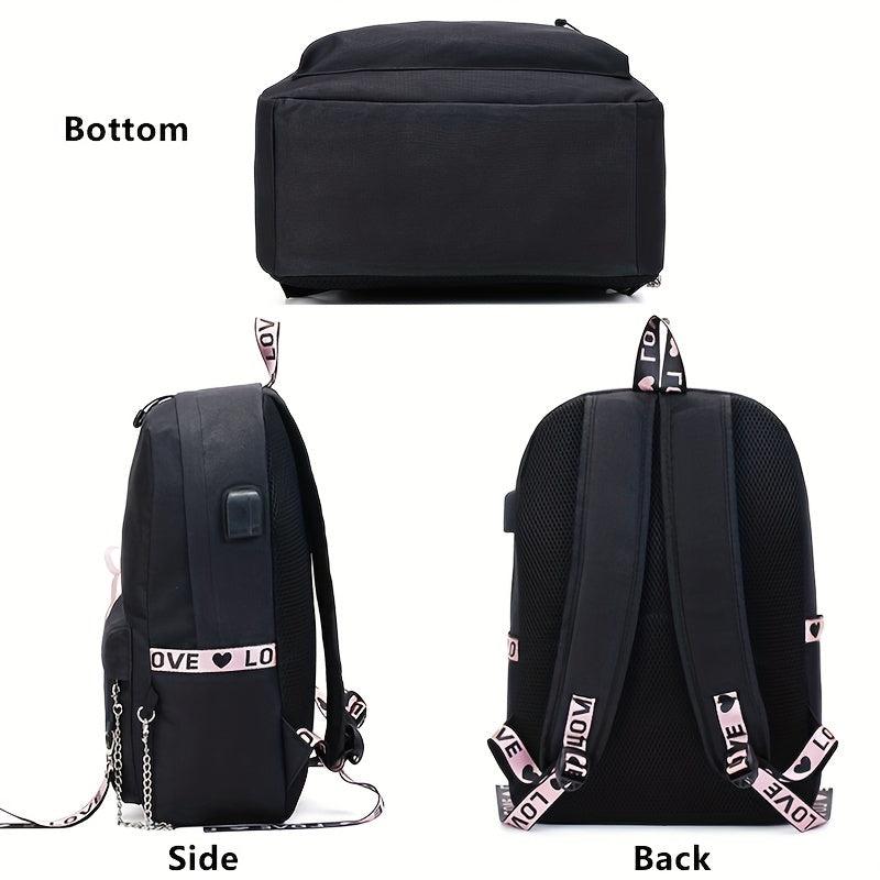 Large Capacity Canvas Travel Backpack with USB Charging