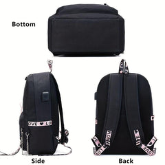 Large Capacity Canvas Travel Backpack with USB Charging