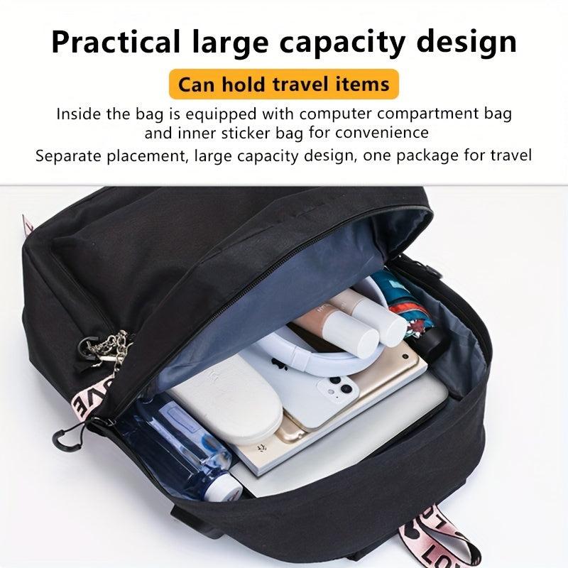 Large Capacity Canvas Travel Backpack with USB Charging