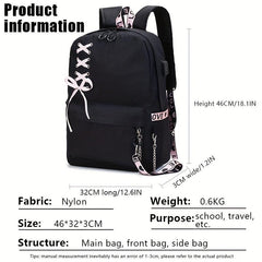 Large Capacity Canvas Travel Backpack with USB Charging