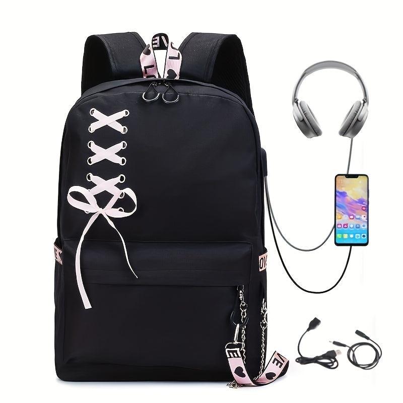 Large Capacity Canvas Travel Backpack with USB Charging