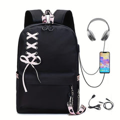 Large Capacity Canvas Travel Backpack with USB Charging