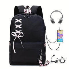 Large Capacity Canvas Travel Backpack with USB Charging