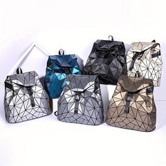 Geometric Backpack Laser Drawstring Shoulder Bag
