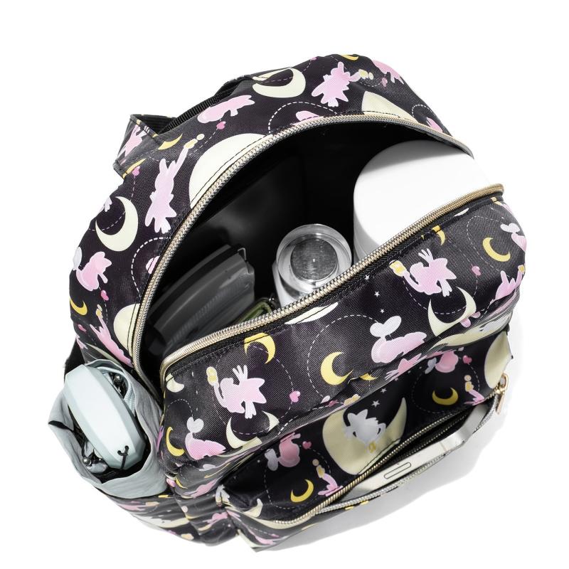 Cat & Moon Print Backpack Cartoon Pattern School Bag Small Outdoor Travel Bookba