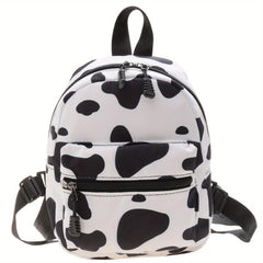 Cow Pattern Canvas Backpack Women's Daypack Convertible Strap Crossbody Bag