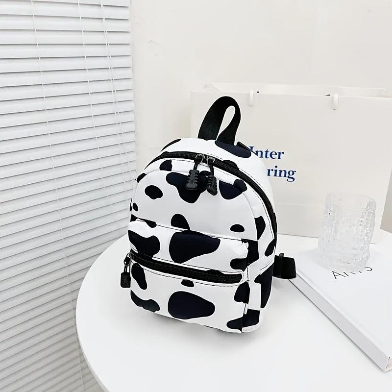 Cow Pattern Canvas Backpack Women's Daypack Convertible Strap Crossbody Bag