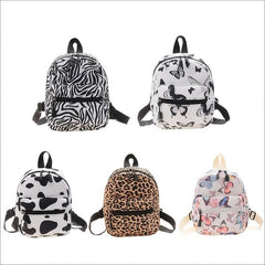 Cow Pattern Canvas Backpack Women's Daypack Convertible Strap Crossbody Bag