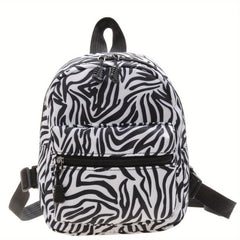 Cow Pattern Canvas Backpack Women's Daypack Convertible Strap Crossbody Bag