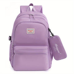 Casual Oxford Cloth Backpack With Pencil Bag Large Capacity Travel Daypack