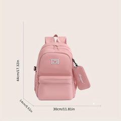 Casual Oxford Cloth Backpack With Pencil Bag Large Capacity Travel Daypack