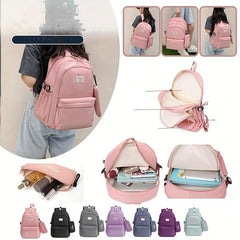Casual Oxford Cloth Backpack With Pencil Bag Large Capacity Travel Daypack