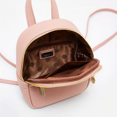 Mini Vegan Leather Backpack Solid Daypack with Convertible Strap