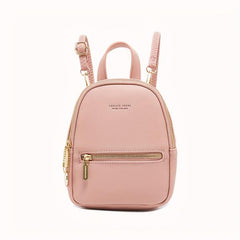 Mini Vegan Leather Backpack Solid Daypack with Convertible Strap
