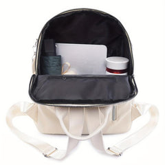 Solid Travel Daypack Casual Backpack Women's Classic Bag With Tassel
