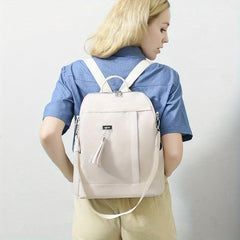 Solid Travel Daypack Casual Backpack Women's Classic Bag With Tassel